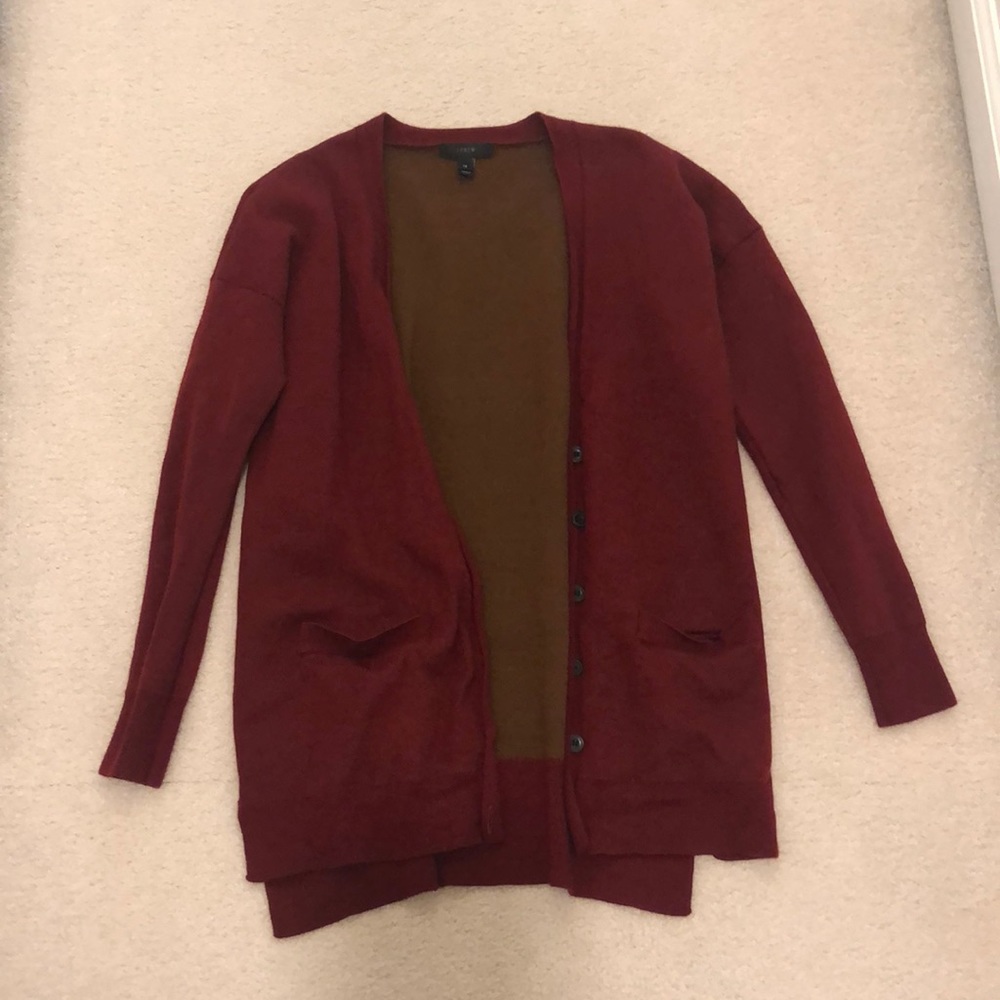 JCrew Red Cardigan with Buttons